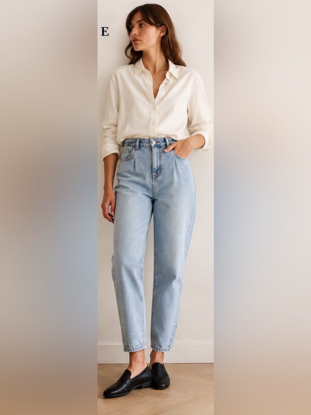 Sézane High Rise Tapered Ankle Jeans Light Wash Organic Cotton Denim 38/6